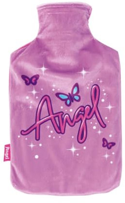 Disney Stitch Angel Hot Water Bottle, Includes Removable Soft Cover, Warm Toddler Beds, Hot Water Bag for Girls, Heat Thermotherapy, Capacity 2L | Pink