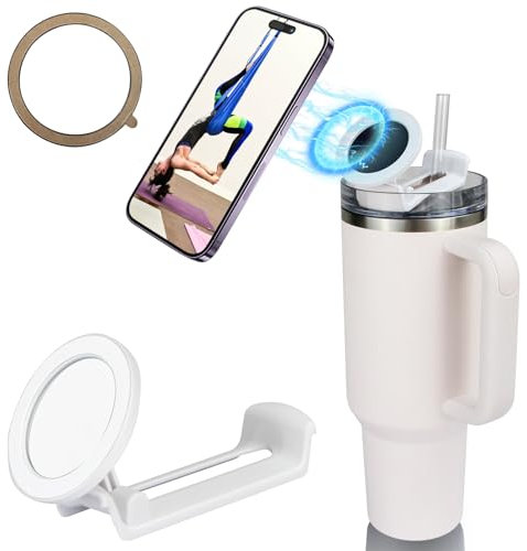 GZWY Handyhalterung für Stanley Cup, Magnetische Handy Halterung für 40oz Stanley Thermobecher H2.0 FlowState Tumbler Faltbarer Handyhalter für Stanley Cup Zubehör für alle Handyhüllen (A)