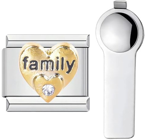 UTXN Personalized Love Letter Charm - Stainless Steel 9mm Italian Link for Bracelets with Installation Tool