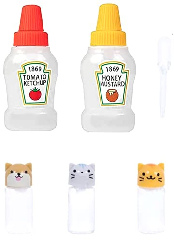 Tyenaza Mini bouteille de sauce portable, mini bouteilles de sauce soja en plastique, bouteilles de vinaigrette à presser, contenants de sauce portables