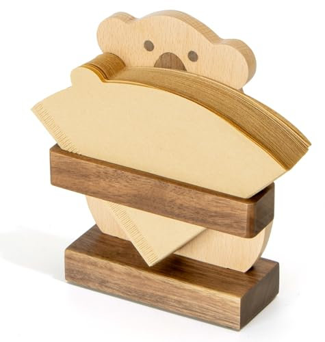 Pevfeciy Filtertütenhalter, Kaffeefilter Aufbewahrung aus Nussbaum, perfekte Kaffeebar Dez oder, Bärenform kaffeefilterhalter für V60 und Kegelkaffeefilter,Kleiner bär