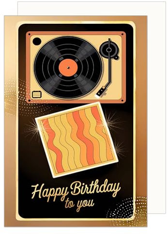 Edition Seidel Premium Geburtstagskarte mit Umschlag. Glückwunschkarte Grußkarte Karte Geburtstag Happy Birthday Mann Frau Schallplattenspieler Schallplatte (G3743 SW025)