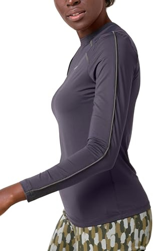 Enorsia Womens Long Sleeve Gym T-Shirts for Workout Yoga Running Sports Tops (UK, Numeric, 10, Regular, Regular, Grey)