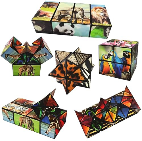 DxxD Cube Magique du Ciel étoilé, 2 en 1 Magic Animaux Cube Casse-tête 3D Infini Transformant, Voyage jouets d'animaux Anti-Stress, Jeu éducatif Cadeaux Créatifs pour Enfants Adultes Garçons et Filles