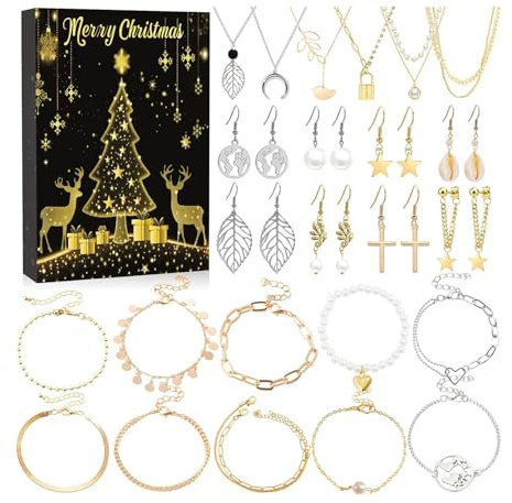 Adventskalender Schmuck 2025 Adventskalender Frauen Weihnachtskalender Teenager Mädchen Weihnachtskalender Frauen Schmuck Kalender Damen Teenager Mädchen