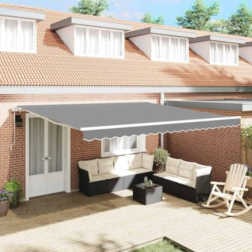 QJBSAVVA Markise 4x3,5 m Weiße Gelenkarmmarkise aus wetterfestem Metall manuell einziehbar für Terrasse Balkon Garten Modernes Design und Langlebig für Outdoor Sonnenschutz