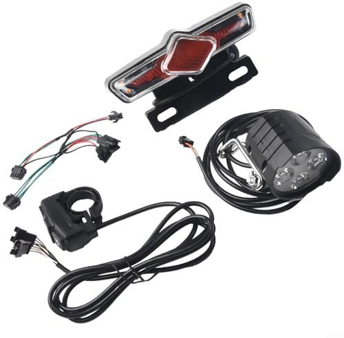 Elektrofahrrad Front- und Rücklicht Set, 36V-60V LED Beleuchtung Kit mit DK336 Schalter und 3/4-Pin Kabel für E-Bike Nachrüstung, IPX4 Wasserdicht, Steuerung EIN / AUS, Radfahrer und Pendler
