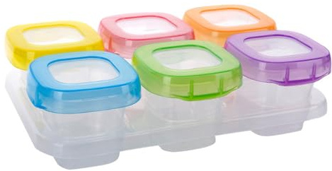 ZUNOXAZ 6 Stück Babynahrungs Gefrierbehälter 60 Ml Frei mit Deckel Luftdicht Auslaufsicher Transparent Mikrowellen und Spülmaschinengeeignet für Babynahrung und Beikost