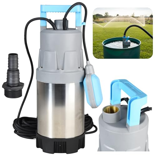 Pompa Sommersa FLOX 35P con Galleggiante per Acque Chiare (900 W, 6000 l/h, prevalenza 35 m) – Pompa ad Immersione in Acciaio INOX - per Irrigazione Giardino, Raccolta Acqua Piovana, Piscina & Cantina