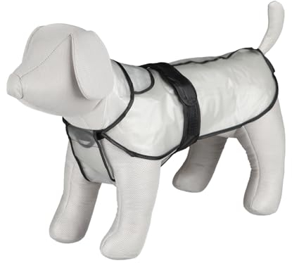 TRIXIE Regenmantel Tarbes für Hunde L transparent – Hunde-Regenjacke mit reflektierenden Elementen für mehr Sicherheit im Dunkeln – bequem & verstellbar - 3007