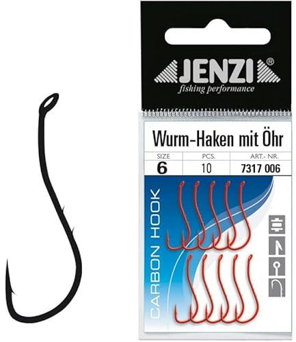 Jenzi Wurmhaken mit Öhr lose Gr.6 rot