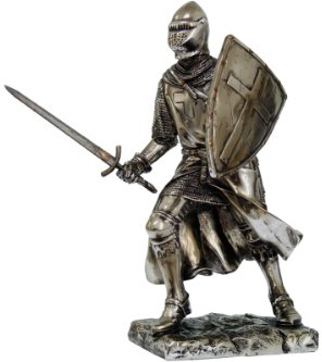 Crusader Knight Statue Silver Finishing Cold Cast Resin Statue 7 (8714) by PTC