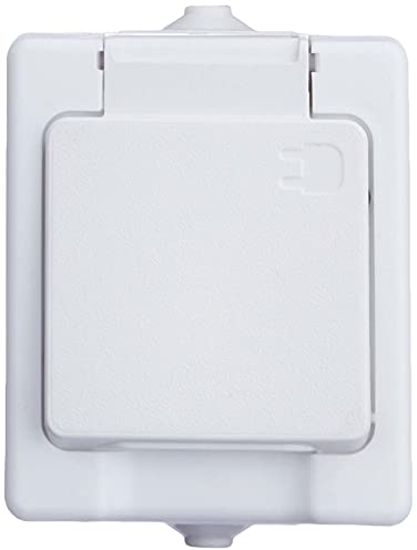 Kopp 100602003 Aufputz-Feuchtraum Schutzkontakt-Steckdose mit Klappdeckel, IP44, Standard
