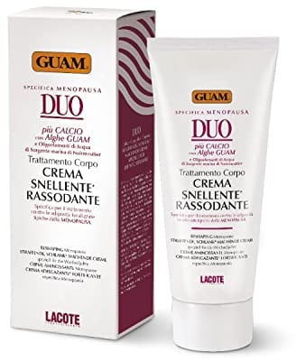 Guam, Menopause-spezifische Schlankheitscreme Duo mit Guam Meeresalgen, Straffende Körperbehandlung bei lokaler Adipositas in den Wechseljahren, Made in Italy, 200 ml Packung