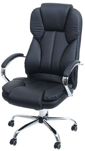 Mendler Profi-Bürostuhl Kansas XXL US-Version - schwarz | Chefsessel, Drehstuhl, 150kg belastbar, Kunstleder