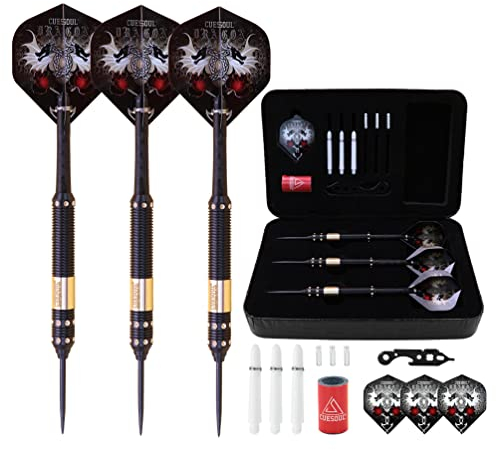 CUESOUL 23 Gramm Stahlspitze Darts mit Deluxe PU Darts Fall - Dragon Series 003