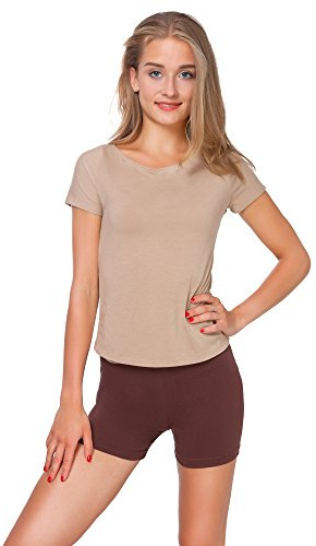 FUTURO FASHION Super Soft Cotton Shorts Elastic Stretch Yoga Knickers, Breathable Short Leggings for Women, Yoga Cycling Sport Pants, Sizes UK 8-22 PSL5 Brown
