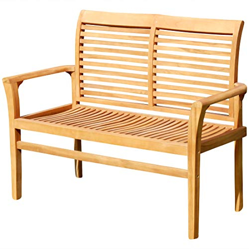 ASS Teak Design Gartenbank Parkbank Sitzbank 120cm 2-Sitzer Bank Gartenmöbel Holz sehr robust JAV-ALPEN120