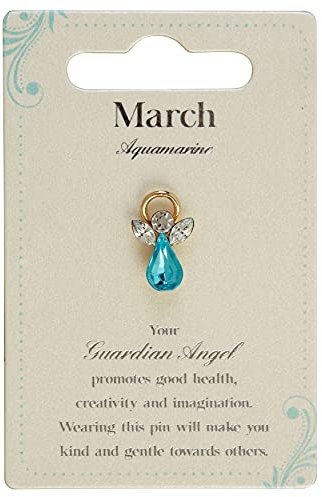 Guardian Angel Anstecknadel mit Geburtsstein März | Geschenkidee | Anstecknadel | Silber | Einheitsgröße