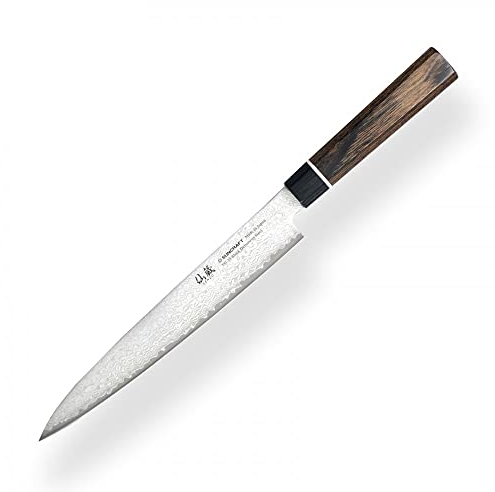 Suncraft VG-10 Black Damascus & Couteau de Cuisine & Damas Couteau SASHIMI 21 cm & Professionnel Japonais Acier 67 Couches avec Pakkawood Poignée