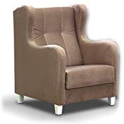 MOEBLO Sessel gepolstert - Polsterstuhl für Esszimmer & Wohnzimmer - Lounge Sessel mit Armlehnen - Armlehnensessel Fernsehsessel Polstersessel Federkern - mit Design Füßen - Henry (Braun)