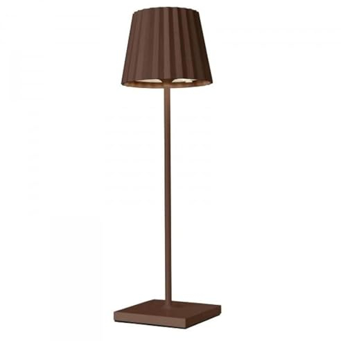 Sompex Troll 2.0 Lampe de table de jardin LED - Fonctionne sur batterie - Aluminium - Intensité variable - Protection contre les projections d'eau - Avec station de chargement - Couleur : rouille