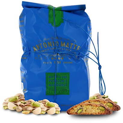 Cantucci con Pistacchi e Mandorle, Biscotti con Frutta Secca, Sacchetto 250g x 12