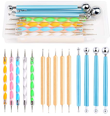 Riddur 14 Stücke Punktierung Werkzeug Set, Punktierung Set, Punktierung Stifte Set, Dotting Tools für Steine mit Aufbewahrungsbox, Punktierung Tools, Nagel Art Stifte für Rock Malerei Nagel Design