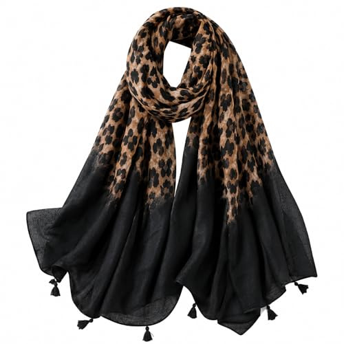 FAIRYGATE Leopard Scarf Women Lady Oversized Long Soft Warm Wrap Shawl Animal Print Scarves