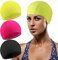 Syhood 3 Pezzi Cuffia da Nuoto Tinta Unita Cappello da Nuoto in Tessuto di Nylon Cuffia da Bagno Unisex Cuffia da Piscina Antiscivolo per Bagno Nuoto e Sport(Nero, Rosa Rossa, Giallo Fluorescente)