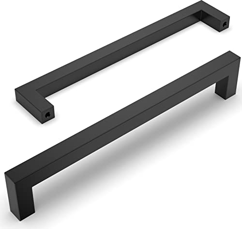 Amerdeco 10 Pieza Tiradores Cocina 192mm Tiradores Armarios Negro Tirador Puerta Tiradores Cajones de Acero Inoxidable Manillas Tiradores Para Muebles Tirador Puerta Corredera