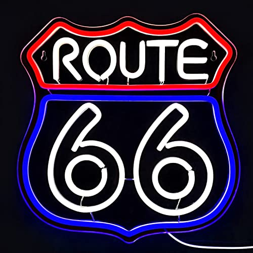 Route 66 - Cartello al neon storico US High Way acrilico LED per camera da letto, decorazione da parete blu, luce al neon, per sala giochi, per feste, club, accessori neon