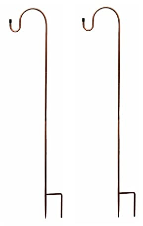 ZRSWV 2 Stück Garten-Schäfer-Haken, 160 cm, für den Außenbereich, verstellbare robuste Shepard-Stange zum Aufhängen von Pflanzen, Laternen, Lichtern, Hochzeitsdekoration, Braun