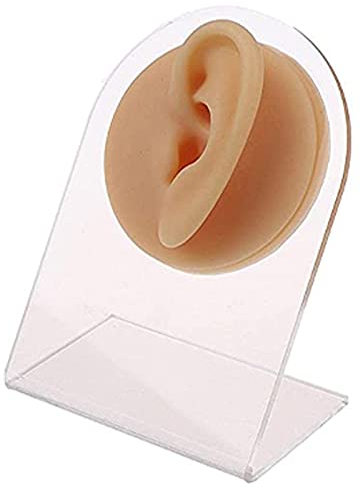 1 modelo de oreja de silicona, molde de exhibición de oreja reutilizado utilizado para entrenamiento de práctica de acupuntura, pendientes, accesorios de exhibición de auriculares(Color:left ear)