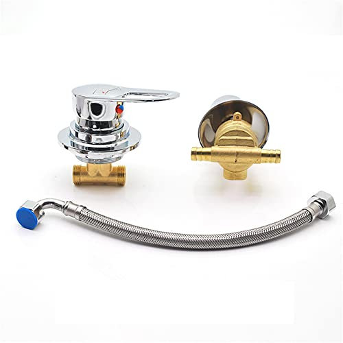 Robinet mitigeur de cabine de douche à fixation sans vis 2 parties Intubation ou robinet à filetage 2/3/4/5 voies, cartouche en céramique, connecteur 30 cm, pour armoire de douche (Intubation 2