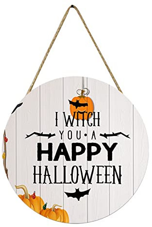 GADXE Halloween-Holzanhänger Trick or Tag Hexenkürbis-Holzanhänger Halloween-Willkommens-Türschild Geschenke Für Sie Freundin 30 (D, One Size)