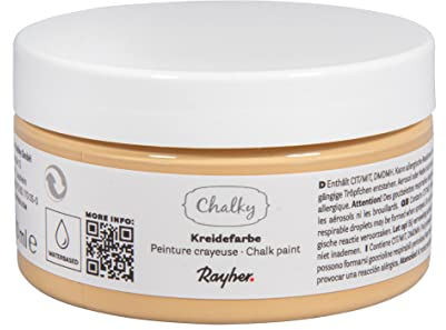 Rayher Chalky, Kreidefarbe auf Wasserbasis, sand, Dose 100 ml, für Shabby-Chic, Vintage- und Landhaus-Stil-Looks, 35047504