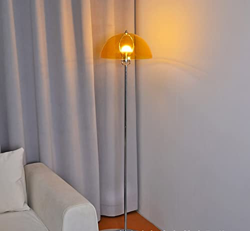 Modern LED Stehleuchte Wohnzimmer Dimmbar Kreativ Schlafzimmer Stehlampe Mit Fußschalter Minimalistisch Chrom Standleuchte E27 Für Büro Cafe Standleuchte Ø 35cm Farbe Acryl Lampenschirm H150CM (F)