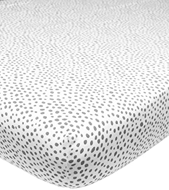 Sábana Bajera Meyco Baby Cheetah para la Cuna (sábana de algodón Jersey 100%, Extra Suave, cómoda y Transpirable, Ajuste Gracias al elástico Envolvente, tamaño: 40 x 80/90cm), Gris