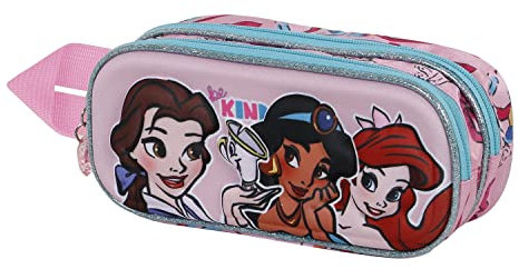 Disney Princesas Disney Kind-Estuche Portatodo 3D Doble, Rosa, 22 x 9.5 cm