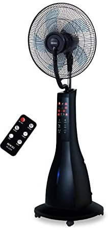 SOGO Ventilador Nebulizador De Agua Con Mando A Distancia - Ventilador Silencioso Oscilante Con Temporizador 7.5h - Panel LED Táctil Y Ruedas - Depósito 3L 90W