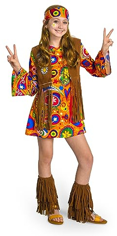 Spooktacular Creations Mädchen Hippie-Kostüm, Hippie-Outfit mit 60-70s Zubehör für Kinder, Mädchen Halloween Dress Up, Rollenspiel, Hippie-Themen-Party