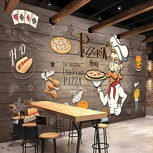 Benutzerdefinierte 3D-Fototapete,handgemalte Holzmaserung,Essen,Pizza,Restaurant,Küche,Persönlichkeit,Hintergrund,Wanddekoration,Malerei