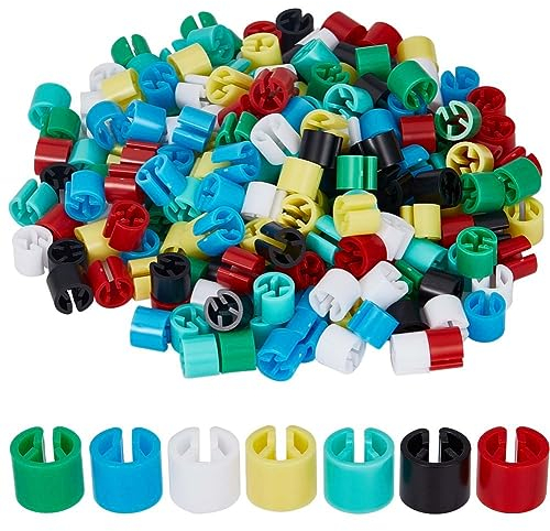 GORGECRAFT 210Stk 7 Farben Kleiderbügel-Marker Leere Etiketten Kunststoff-Größenmarkierungen Sortimentsset Passend farbige Kleidergrößenmarkierer Für 9.5mm Stange Für Kleidung Schnappnummern-Etiketten