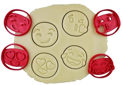 3DKOUPE - Emporte-pièces Émojis - Lot de 4 - Emoji Bisous, Cœur, Craneur, Rire - Couleur au choix - Conçu et fabriqué en Europe