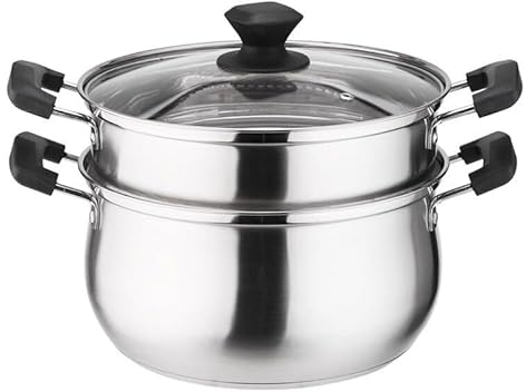 Spremiagrumi a vapore in acciaio inox con coperchio in vetro, adatto per piani di cottura a induzione