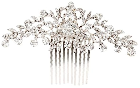 POPETPOP Haarspange Mit Diamanten Vintage Silberne Haarseitenkämme Haarkamm Aus Silberner Vintage-legierung Hochzeits-haarkamm Mit Strass-perlen Strasskamm Hochzeitskleid Damen Haarnadel