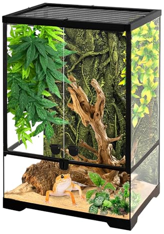 NEPTONION 10 Gallonen professionelles Glasterrarium 30cm x 30cm x 45cm, langlebiger Reptilien-Lebensraumtank, mit hitzebeständigem Rahmen aus Aluminiumlegierung