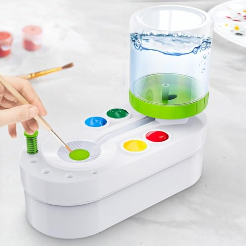 Pinselreiniger Bürstenspüler Brush Cleaner—Paint Brush Rinser, Automatische Pinselspüler mit Fließendem Wasserkreislauf für Acryl, Aquarell, Malerei auf Wasserbasis Pinsel RinserArt Tools