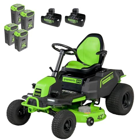 Greenworks 60V 42” Cordless Electric CrossoverT Riding Mower, (4) 8.0Ah Batteries and (2) Dual Port Turbo Chargers